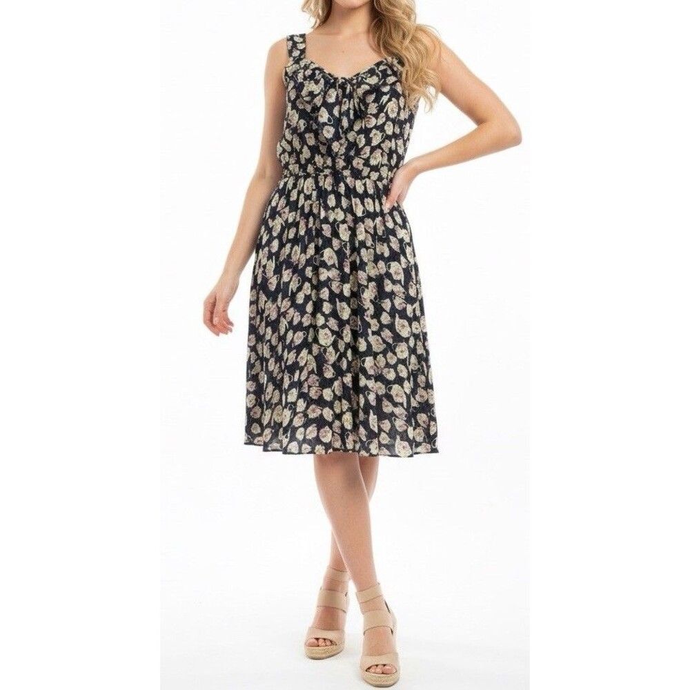 Disney Alice in Wonderland Teapot Dress LC Lauren Conrad Small S Navy Fit Flare - Picture 2 of 11